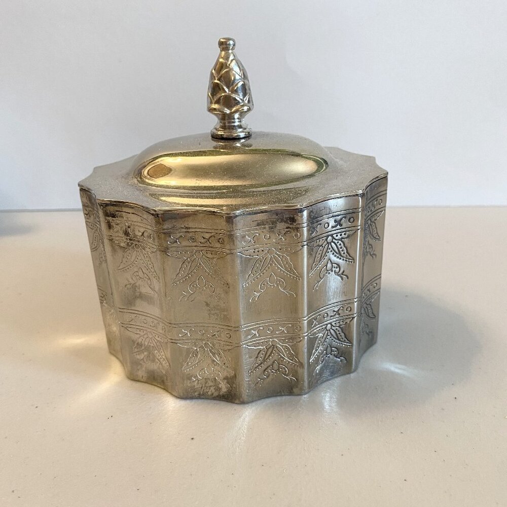 VTG 1991 Godinger Silver Plated Paul Revere Trinket Box with Red Velvet Lining